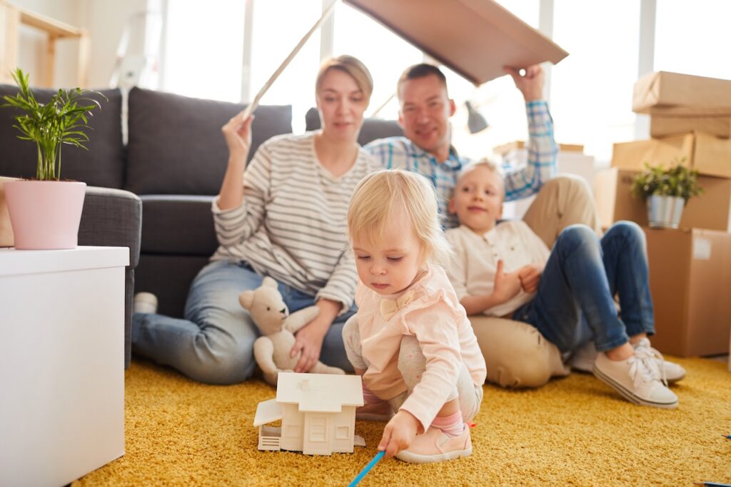 Young family at home